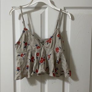 Floral grey peplum crop top